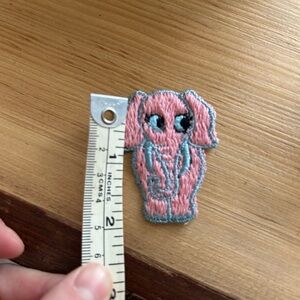 Miniature Pink and Blue Baby elephant  Embroidered Patch